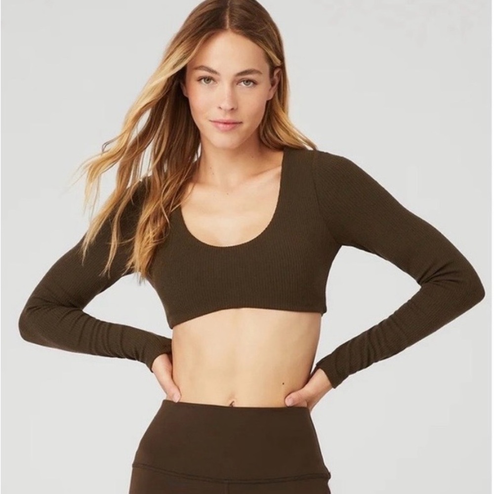 Alo Yoga Ribbed Defined long sleeve bra crop top